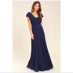 Lulu’s Falling For You Navy Blue Maxi Dress